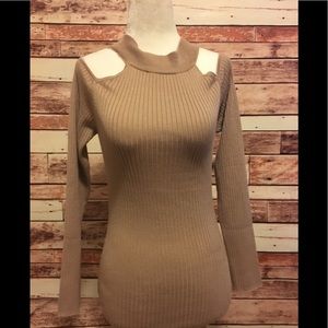 Pink cold shoulder sweater